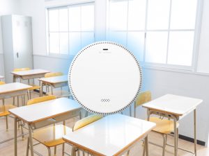 Edimax AI-2005BE air purifier in a classroom, helping schools improve air quality standards.