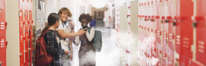 Students breathe cleaner air in the hallway thanks to the Edimax AI-2005BE, which monitors and improves air quality for a healthier learning environment 