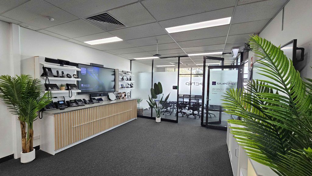 Inside Port Melbourne Experience Centre showcasing different variety of IP phones, video conferencing devices, office headsets and more